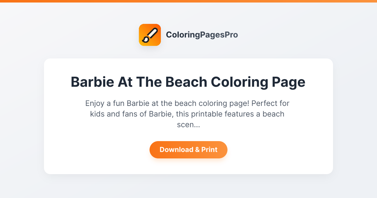 Barbie at the Beach Coloring Page - Barbie At The Beach Coloring Page