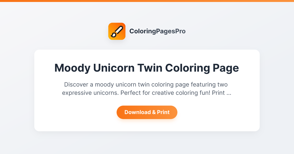 Moody Unicorn Twin Coloring Page - Free Printable