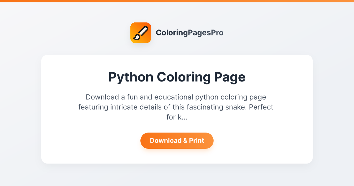 Python Coloring Page - Free Printable
